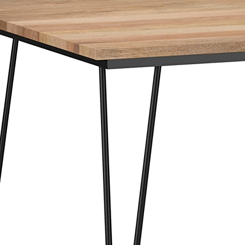 SIMPLIHOME Hunter SOLID MANGO WOOD and Metal 42 Inch Wide Square Industrial Dining Table in Natural, For the Dining Room