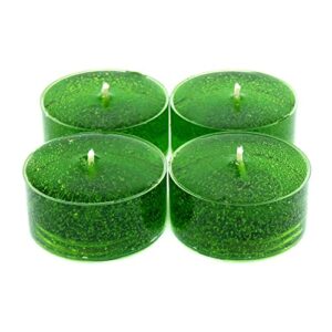 24 Pack Clear Unscented Kelly Green Color Up To 8 Hour Mineral Oil Based Tea Light Candles For Home And Special Events By The Gel Candle Company™