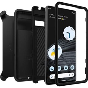 OtterBox Google Pixel 7 Pro Defender Series Case - BLACK, rugged & durable, with port protection, includes holster clip kickstand