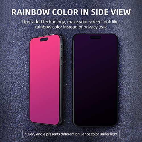 EGKimBa Privacy Screen Protector compatible with iPhone 14 Pro Max, 6.7 inch Gradient Colorful Electroplated Anti-Spy Anti-Blue Light Tempered Glass