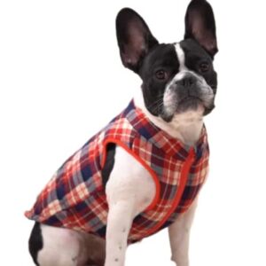 SUEOSU Winter Dog Coats, Dog Apparel for Cold Weather, British Flannel Plaid Style Windproof Warm Dog Jacket for Dog Coats for Winter, 7 Sizes 3 Colors (Large, Red Scottish Plaid)