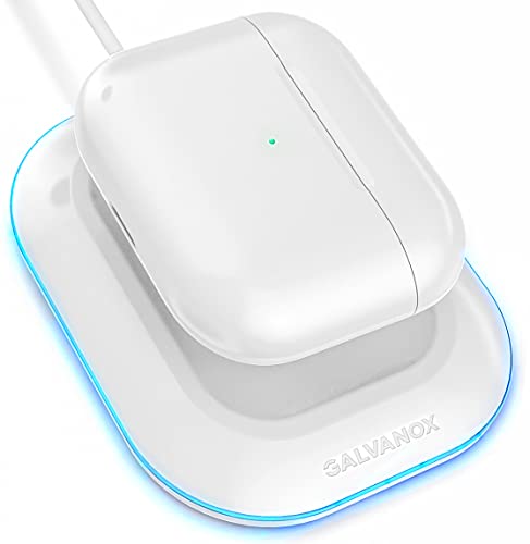 Galvanox Wireless Charger Designed for Airpods Pro and 2nd / 3rd Gen Models - Magnetic Charging Alignment, Softglow Power Indicator (White)