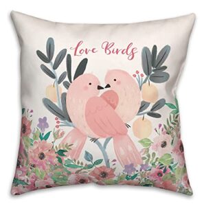 creative products two love birds and flowers 16 x 16 spun poly pillow