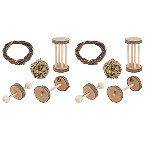 2sets Small Wood Syrian Chewing Light Chew Brown Cage Gerbils Pets Rabbits Chinchillas Bite Mini for Pet Exercise Plaything African Dumbbell Teeth Bird Grinding Toys Parrot