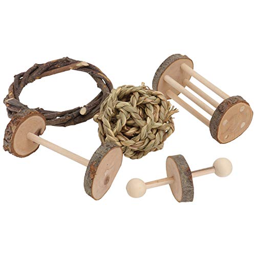 2sets Small Wood Syrian Chewing Light Chew Brown Cage Gerbils Pets Rabbits Chinchillas Bite Mini for Pet Exercise Plaything African Dumbbell Teeth Bird Grinding Toys Parrot