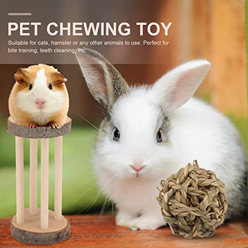 2sets Small Wood Syrian Chewing Light Chew Brown Cage Gerbils Pets Rabbits Chinchillas Bite Mini for Pet Exercise Plaything African Dumbbell Teeth Bird Grinding Toys Parrot