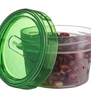 PLASTICPRO 6 Pack Twist Cap Food Storage Containers with Green Screw on Lid- 4 oz Reusable Meal Prep Containers - Small Freezer Containers Microwave Safe Green Plastic Food Storage