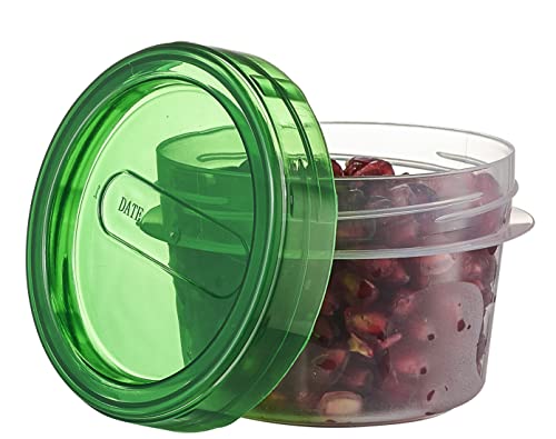 PLASTICPRO 6 Pack Twist Cap Food Storage Containers with Green Screw on Lid- 4 oz Reusable Meal Prep Containers - Small Freezer Containers Microwave Safe Green Plastic Food Storage