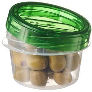 PLASTICPRO 6 Pack Twist Cap Food Storage Containers with Green Screw on Lid- 4 oz Reusable Meal Prep Containers - Small Freezer Containers Microwave Safe Green Plastic Food Storage