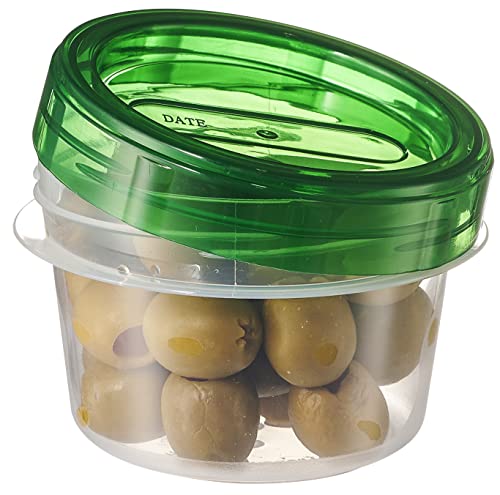 PLASTICPRO 6 Pack Twist Cap Food Storage Containers with Green Screw on Lid- 4 oz Reusable Meal Prep Containers - Small Freezer Containers Microwave Safe Green Plastic Food Storage