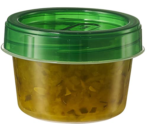 PLASTICPRO 6 Pack Twist Cap Food Storage Containers with Green Screw on Lid- 4 oz Reusable Meal Prep Containers - Small Freezer Containers Microwave Safe Green Plastic Food Storage