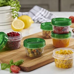 PLASTICPRO 6 Pack Twist Cap Food Storage Containers with Green Screw on Lid- 4 oz Reusable Meal Prep Containers - Small Freezer Containers Microwave Safe Green Plastic Food Storage