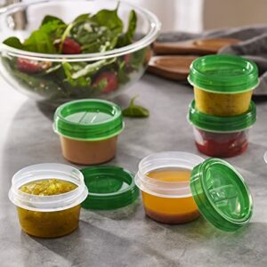 PLASTICPRO 6 Pack Twist Cap Food Storage Containers with Green Screw on Lid- 4 oz Reusable Meal Prep Containers - Small Freezer Containers Microwave Safe Green Plastic Food Storage