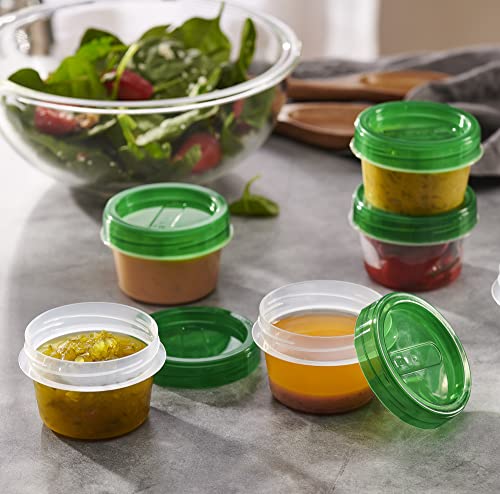 PLASTICPRO 6 Pack Twist Cap Food Storage Containers with Green Screw on Lid- 4 oz Reusable Meal Prep Containers - Small Freezer Containers Microwave Safe Green Plastic Food Storage