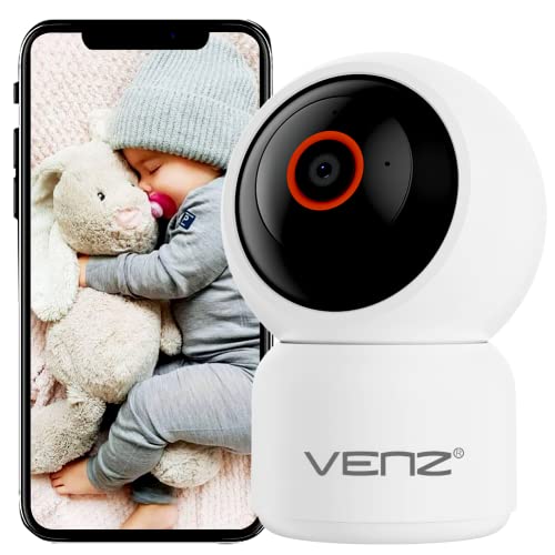VENZ Security Camera, 2K 3MP Indoor Camera 360° Pan/Tilt View, Baby Monitor with Camera and Audio, 2.4G WiFi Pet Dog Camera with Phone App,Compatible with Alexa and Google Assistant