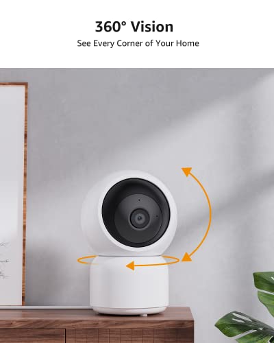 VENZ Security Camera, 2K 3MP Indoor Camera 360° Pan/Tilt View, Baby Monitor with Camera and Audio, 2.4G WiFi Pet Dog Camera with Phone App,Compatible with Alexa and Google Assistant