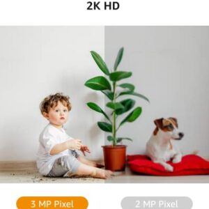 VENZ Security Camera, 2K 3MP Indoor Camera 360° Pan/Tilt View, Baby Monitor with Camera and Audio, 2.4G WiFi Pet Dog Camera with Phone App,Compatible with Alexa and Google Assistant