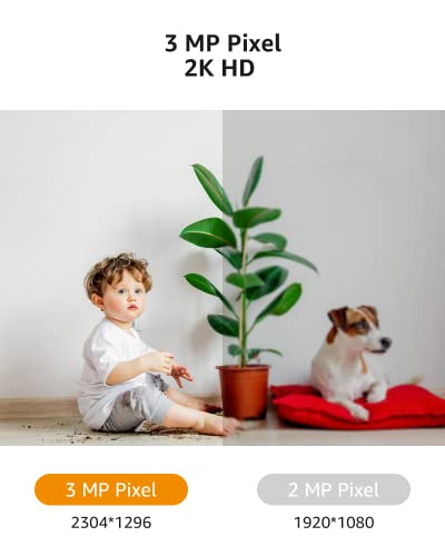 VENZ Security Camera, 2K 3MP Indoor Camera 360° Pan/Tilt View, Baby Monitor with Camera and Audio, 2.4G WiFi Pet Dog Camera with Phone App,Compatible with Alexa and Google Assistant