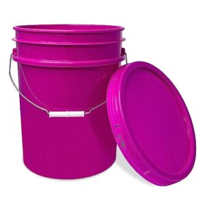 5 gallon plastic bucket with airtight lid i food grade bucket | pink | bpa-free i heavy duty 90 mil all purpose pail reusable i made in usa | 1 count