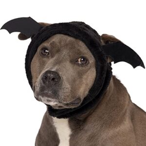 furhaven medium dog hat, washable & cozy - plush faux fur flex-fit black bat dog hat costume - black, medium