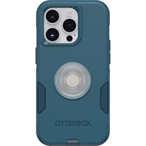 otterbox bundle commuter series case for iphone 14 pro - (don't be blue) + popsockets popgrip - (clear)