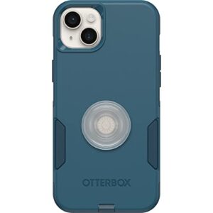 otterbox bundle commuter series case for iphone 14 plus - (don't be blue) + popsockets popgrip - (clear)
