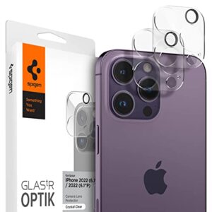 spigen camera lens screen protector [glastr optik] designed for iphone 14 pro max/iphone 14 pro [case friendly] - clear [2 pack]