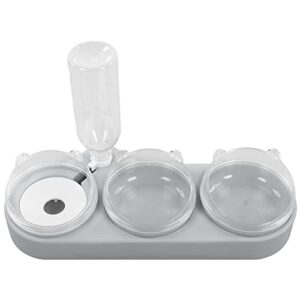 zerodis triple cat bowls, 3 in 1 pet feeder bowls pet water and food bowl set with automatic water dispenser bottle detachable bowl for small dogs cats kitten puppy bunny (gray)