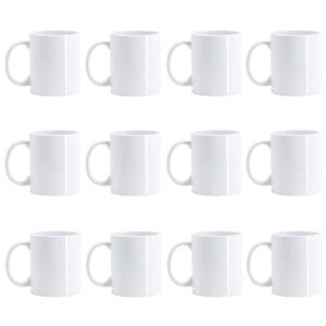 kasswoo sublimation mugs set of 12, 12oz professional grade sublimation coffee mugs，ceramic coffee cups, classic drinking cups with handles, mugs for cappuccino, latte, cocoa, milk, mug diy gifts