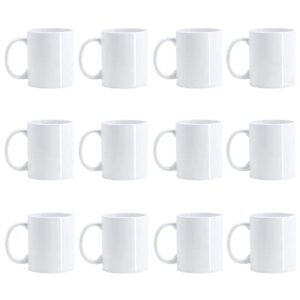 KassWoo Sublimation Mugs Set of 12, 12oz Professional Grade Sublimation Coffee Mugs，Ceramic Coffee Cups, Classic Drinking Cups with Handles, Mugs for Cappuccino, Latte, Cocoa, Milk, Mug DIY Gifts