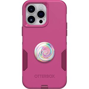 otterbox bundle commuter series case for iphone 14 pro max - (into the fuchsia) + popsockets popgrip - (jawbreaker gloss)