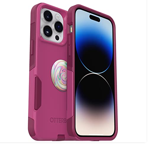 OtterBox Bundle Commuter Series Case for iPhone 14 PRO MAX - (INTO The Fuchsia) + PopSockets PopGrip - (Jawbreaker Gloss)