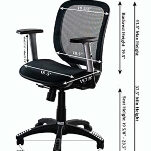 ErgoMax Lumbar Support, Mid-Back Mesh Adjustable Armrests, Home Office Ergonomic Chair, 42 Inch Max Height, Black