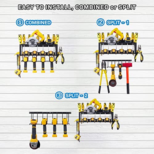 PLOSIF Power Tool Organizer, Ultra Heavy Duty Wall Mount Drill Holder 3 Layers Floating Shelves, Garage Shelving on Pegboard, Garage Organization and Storage Rack for Dad