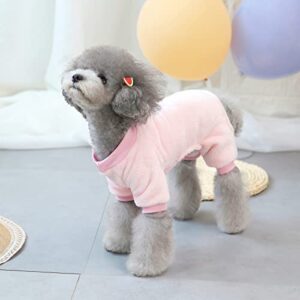 Izefia Dog Sweater Dog Clothes Fleece Dog Woolen Sweater Winter Warm Sweat Shirt 4 Legs Jumpsuit Pajamas Fruit Simple Sweater for Small Dog Medium Dog Cat Pink M