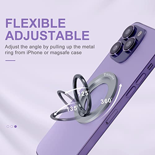 Magnetic Phone Grip, Magnetic Phone Ring Holder, Magsafe iPhone Grip, Ultra Thin(<3.4mm), Compatible with iPhone 14 Pro Max iPhone 14 Pro iPhone 14 iPhone13 Pro Max iPhone 12 Pro Max Mini (Silver)