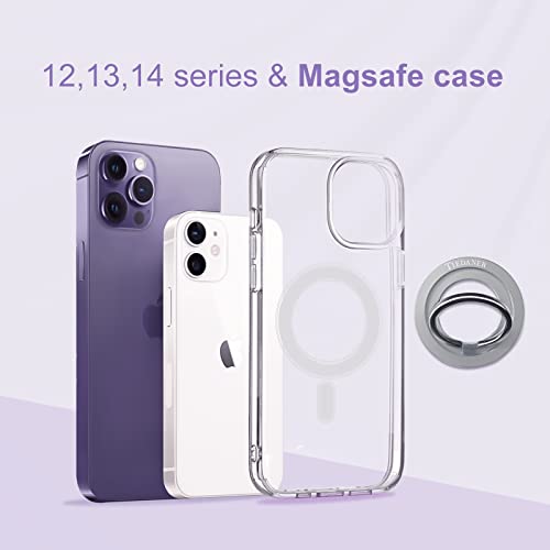 Magnetic Phone Grip, Magnetic Phone Ring Holder, Magsafe iPhone Grip, Ultra Thin(<3.4mm), Compatible with iPhone 14 Pro Max iPhone 14 Pro iPhone 14 iPhone13 Pro Max iPhone 12 Pro Max Mini (Silver)