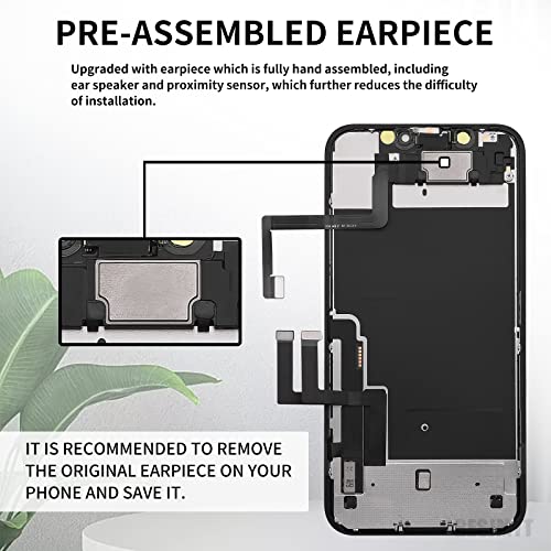 for iPhone 11 Screen Replacement 6.1” with Ear Speaker and Sensor Full Assembly Kit, 3D Touch LCD Display Digitizer Fix Tools with HD Glass Protector Front Earpiece Screws, Repair A2111, A2223, A2221