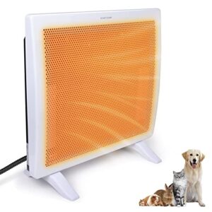 clawsable large dog house heater with thermostat, graphene pet heater for dog, warm enough for multi-dogs, pet warmer w/ 2 heating mode (400/800w), electric heater warmer for chicken coop dog cat cage