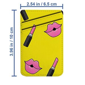 Diascia Pack of 2 - Cellphone Stick on Leather Cardholder ( Female Lips Mouth Kiss Pomade Pattern Pattern ) ID Credit Card Pouch Wallet Pocket Sleeve