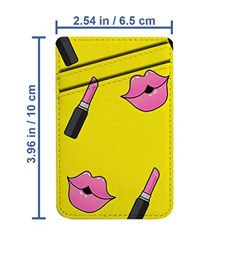 Diascia Pack of 2 - Cellphone Stick on Leather Cardholder ( Female Lips Mouth Kiss Pomade Pattern Pattern ) ID Credit Card Pouch Wallet Pocket Sleeve