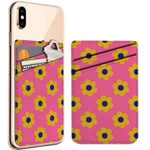diascia pack of 2 - cellphone stick on leather cardholder ( yellow flowers on pink pattern pattern ) id credit card pouch wallet pocket sleeve