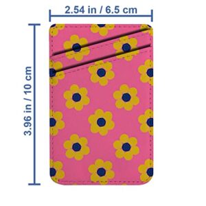 Diascia Pack of 2 - Cellphone Stick on Leather Cardholder ( Yellow Flowers On Pink Pattern Pattern ) ID Credit Card Pouch Wallet Pocket Sleeve