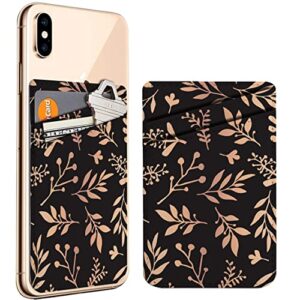 diascia pack of 2 - cellphone stick on leather cardholder ( rose gold foil florals pattern pattern ) id credit card pouch wallet pocket sleeve