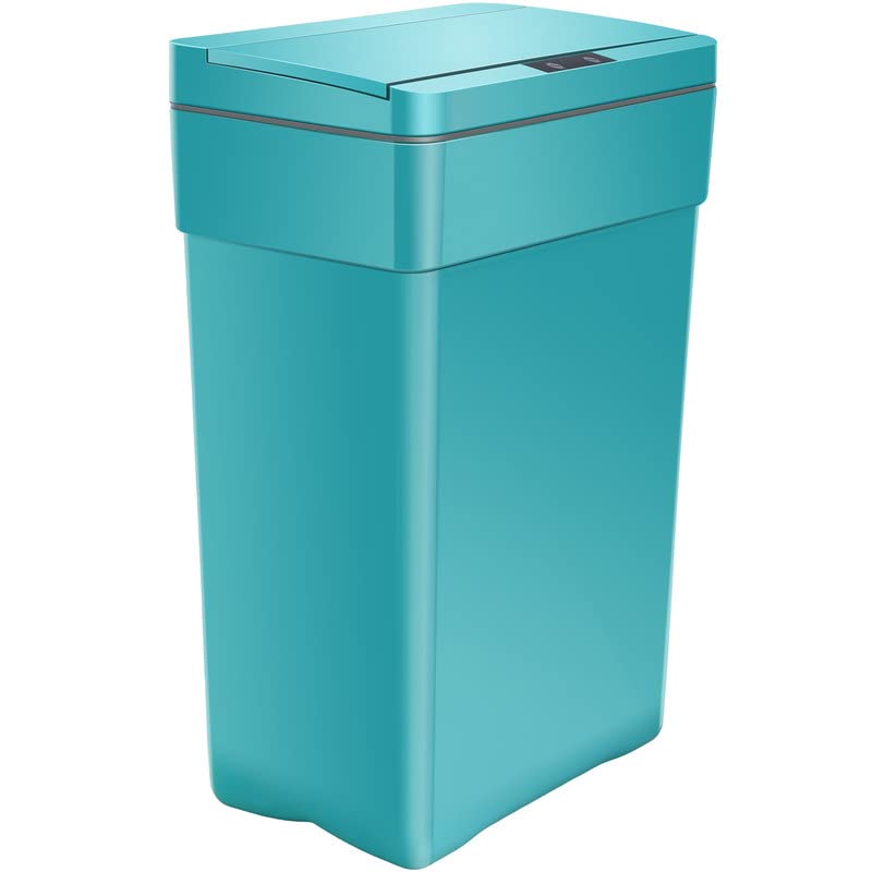 MGHH Trash Can, Automatic Garbage Can, Plastic Touch Free Waste Bins 13 Gallon/50 Liter with Lid for Bedroom, Bathroom,Kitchen, Office, Living Room, Bathroom-Blue