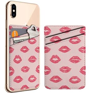 pack of 2 - cellphone stick on leather cardholder ( female lips lipstick kiss pattern pattern ) id credit card pouch wallet pocket sleeve