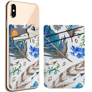 diascia pack of 2 - cellphone stick on leather cardholder ( boho chic watercolor pattern pattern ) id credit card pouch wallet pocket sleeve