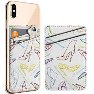 diascia pack of 2 - cellphone stick on leather cardholder ( women shoes pattern pattern ) id credit card pouch wallet pocket sleeve