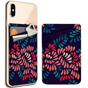 diascia pack of 2 - cellphone stick on leather cardholder ( pastel colored stylized peony flowers pattern pattern ) id credit card pouch wallet pocket sleeve