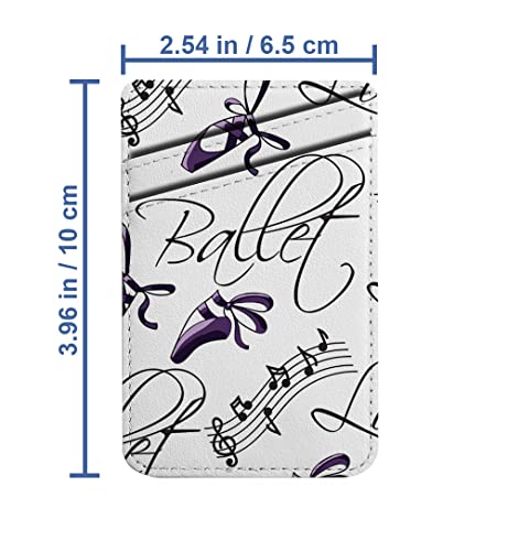 Pack of 2 - Cellphone Stick on Leather Cardholder ( Cute Beautiful Ballet Pattern Pattern ) ID Credit Card Pouch Wallet Pocket Sleeve